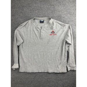 Ohio‎ State Buckeyes Shirt Mens Large Gray NCAA Football Henley Waffle Thermal